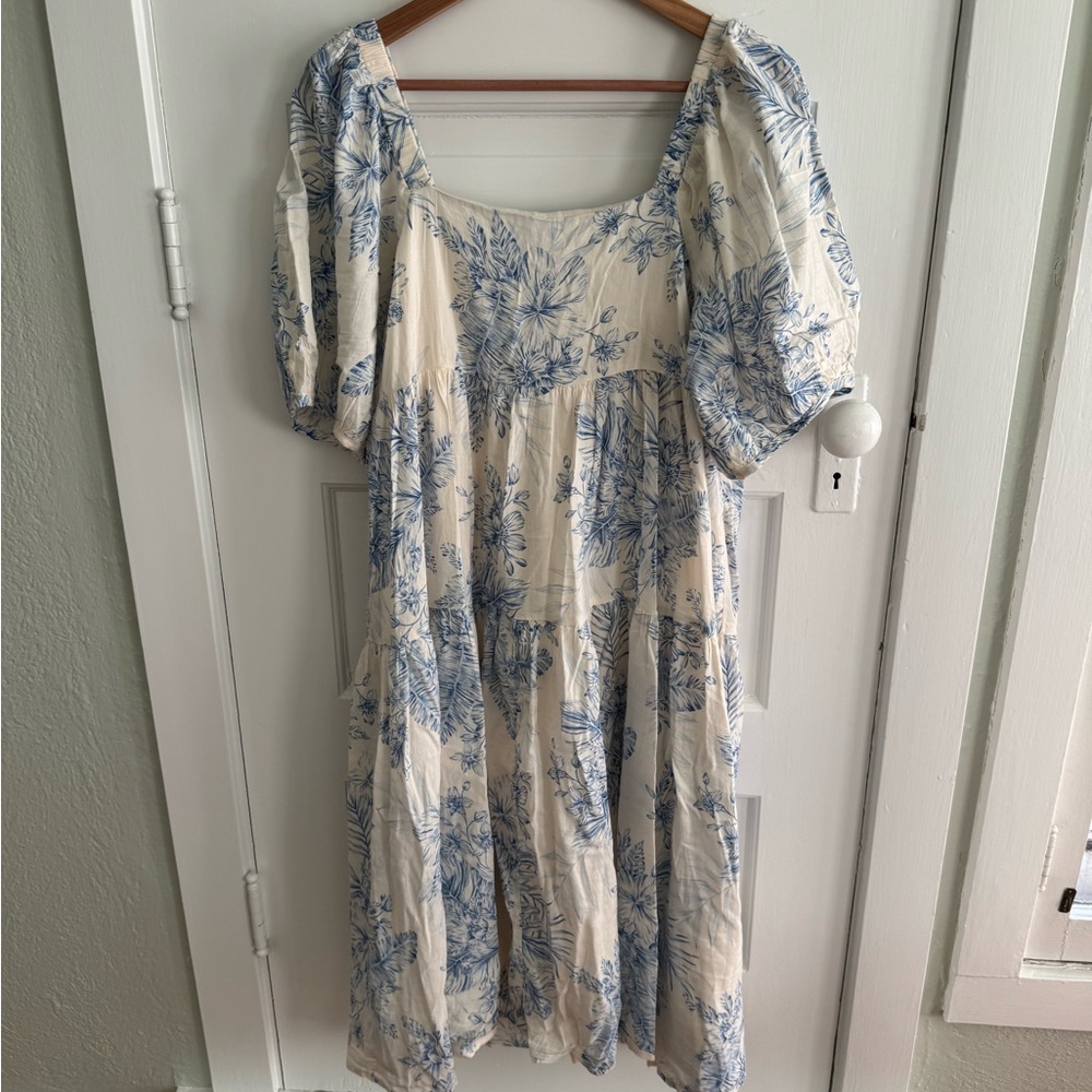 Floral Blue and White Dress